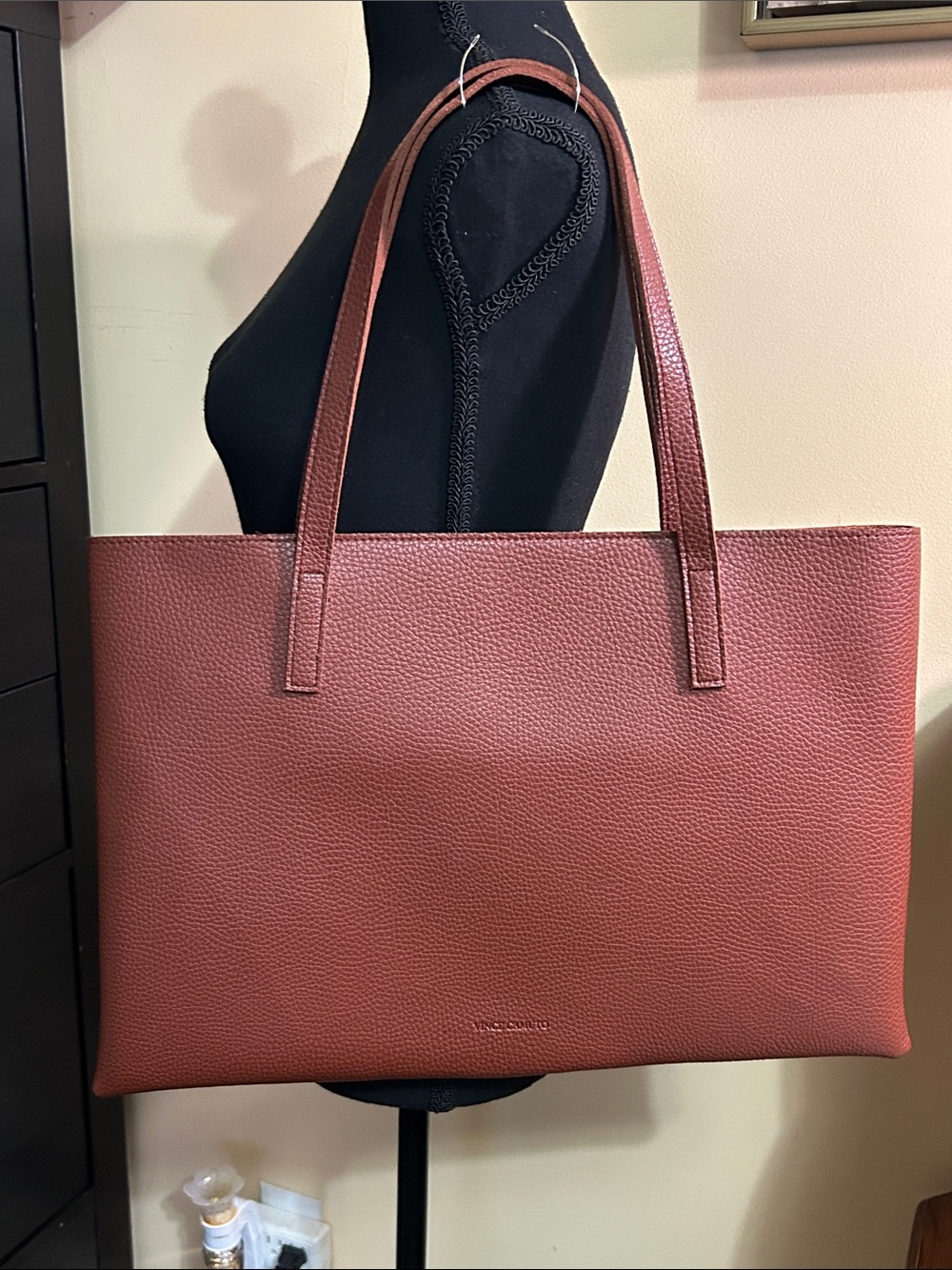 Vince Camuto Minimalist Vegan Pebbled Leather Luck Tote Bag